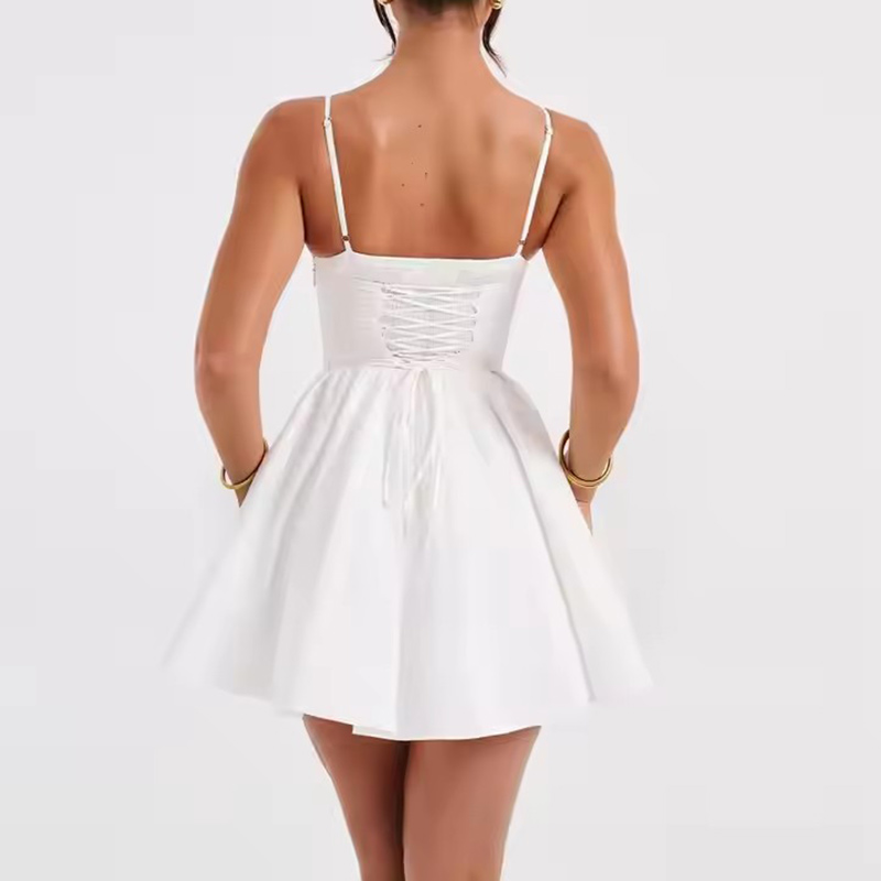 Short Corset Pleated White Mini Dress Mini Dress